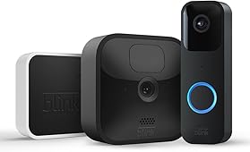 Blink Outdoor with two-year battery life | 1-Camera System (Black) + Blink Video Doorbell (Black) | HD Smart Security camera, motion detection, Alexa enabled