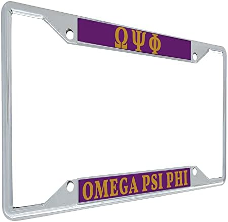 Desert Cactus Omega Psi Phi License Plate Frame Metal Car Tag Holder for Front or Back of Car Sigma (Metal Car Tag Holder - Standard)