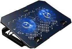 EvoFox Frost Laptop Cooling Pad with 125mm Silent Fans, 5 Adjustment Levels, Silicon Pads, Iron mesh and Blue 