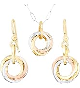 Everyday Tricolor Love Knot Jewelry Gift Set Idea for Women with 925 Sterling Silver and 14K Yell...