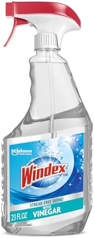 Windex with Vinegar Glass Cleaner Spray Bottle, New Packaging Designed to Prevent Leakage and Breaking, 23 fl oz