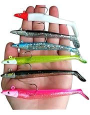 TACTICAL FISHING 6 Piezas - Kit de Cabezales con Goma, Señuelos Blandos para Pesca en mar, Rios, Playa, surfcasting. Agua Dulce y Salada. Especiales para Robalo, Lobina y Multiples Especies más.