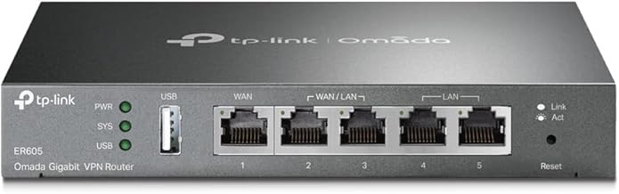 TP-Link ER605 Omada Routeur VPN Gigabit, 5 Ports Gigabit, Intégré au SDN Omada, Accès au Cloud, Application Omada, Port US...