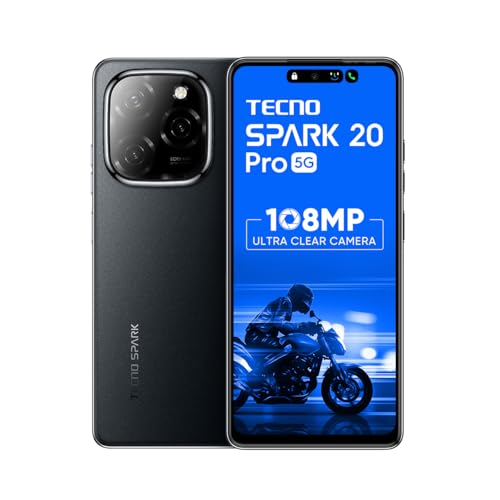 TECNO Spark 20 PRO 5G (Startrail Black, 8GB+128GB)| 108MP Ultra Clear Imaging | Super Ellipse Design | MTK D6080 5G Processor