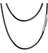 PROSTEEL Waxed Rope Braided Leather Necklace Cord 16"-30", Stainless Steel Durable Clasp, Men Wom...