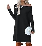 ANRABESS Women's Off Shoulder Boat Neck Long Batwing Sleeve Casual Loose Oversized Pullover Tunic...