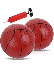 2 stuks basketballen voor kinderen, kleine bal, mini-basketballen voor kinderen, kleine basketbal, opblaasbare miniatuurbasketbal, basketbal met pomp en naald, voor binnen en buiten, zwembad, party,