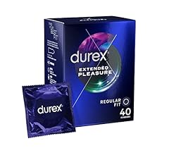 Durex Extended Pleasure Condoms, Regular Fit, 40s, Easy On Shape, With Silicone Lube, Natural Latex