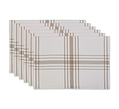 DII Home Sweet Farmhouse Plaid Tabletop Collection, Placemat Set, 13x19, French Stripe, Stone