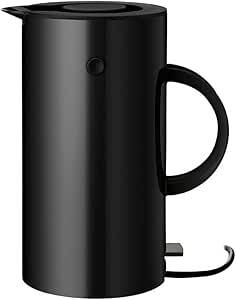 Stelton Wasserkocher EM77 - Elektrischer Kocher, Wasserkessel, Teekanne - Schnell kochend, niedriger Energieverbrauch, entnehmbarer Kalkfilter, Sicherheitsschalter - 1,5 Liter, Schwarz, EU-Stecker