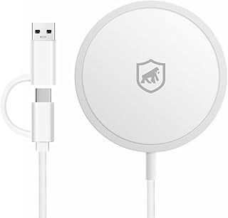 Gshield Carregador Por Indução Wireless Magnético Sem Fio Tipo C 15W, Compatível com MagSafe Carregamento Rápido 1M, Branco