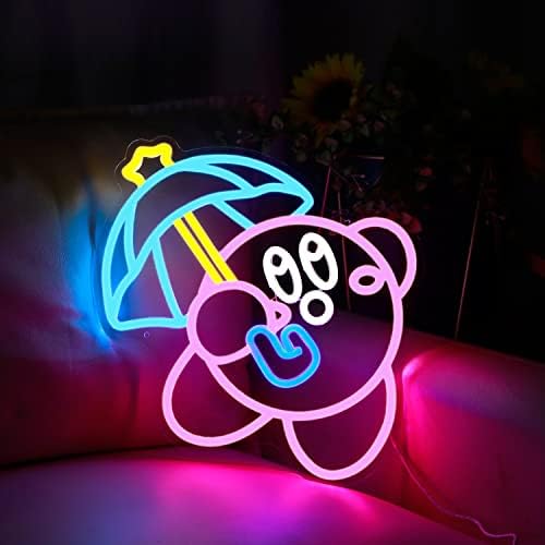 Gaming Neon Sign USB Powered for Game Room Decor, Japanese Anime Neon Sign Dimmable LED Neon Light Sign for Kids Room Man Cave Wall Art Birthday Gift Kirbee 16.1 * 12.8 Inches