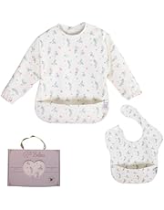 Belea - Pack Baberos Bebe Impermeables - 1 Babero con Mangas Impermeable + 1 Babero sin Mangas Impermeable, Babero BLW, Baberos Bebé, Baberos Guarderia, Regalo Bebé 1 año