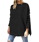 ANRABESS Women's 2023 Casual Oversized Long Batwing Sleeve Crewneck Spilt High Low Hem Knit Tunic...