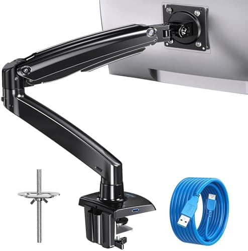 HUANUO Ultrawide Monitor Arm for Max 40 inch Screens, Aviation-Grade Aluminum Heavy Duty Monitor Arm Holds 26.4lbs Computer Monitor, Adjustable Gas Springs Monitor Mount, VESA 75/100mm