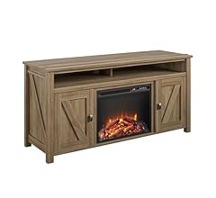 Ameriwood Home Farmington Fireplace TV Stand for TVs up to 60 Inch, Replaceable Electric Fireplace Insert Heater, Remote Co…