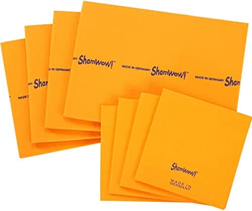 ShamWow- New & Improved Super Absorbent Multi-Purpose Cleaning Shammy Chamois Towel Cloth - Holds 10X its Weight in Liquid - Zinc Treated Odor Fibers - Machine Washable (8 Pack Mini & Large)