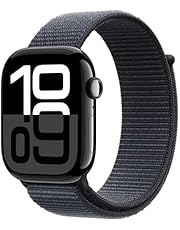 Apple Watch Series 10 [GPS 46mm case] Smartwatch with Jet Black Aluminium Case with Ink Sport Loop. Fitness Tracker, ECG App, Always-On Retina Display, Carbon Neutral