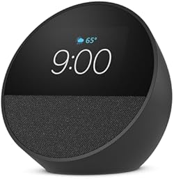 All-new Amazon Echo Spot (2024 release), Smart alarm clock with vibrant sound + Alexa, Black