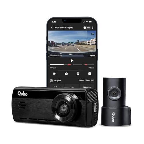 Qubo Car Dash Camera True 4K HDR 2160P UHD Dual Channel from Hero Group, SONY STARVIS IMX415 Sensor, Made in India, ADAS, Rea