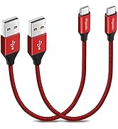 [2-Pack, 1ft] Short USB C Cable 4.2A Fast Charging, etguuds Nylon Braided Type C Fast Charger Cor...