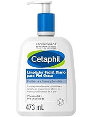 CETAPHIL Limpiador Facial Diario Para Piel Grasa 473ml Limpia y elimina el exceso de grasa sin resecar la pielml Recomendada por Dermatólogos para Piel Sensible.