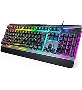 TECKNET RGB Gaming Keyboard, 105 Keys, All-Metal Panel, 15-Zone RGB Illumination, Silent Keyboard...