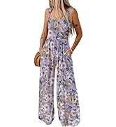 Happy Sailed Womens Overalls Casual Floral Print Summer Sleeveless Jumpsuit Wide Leg Long Pants R...