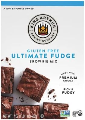 King Arthur Gluten Free Fudge Brownie Mix: Rich, Chocolatey Dessert for Celiac and Non-GMO Diets - Certified Kosher Baking Mix, Easy to Prepare, 17 oz Box for Delicious Homemade Brownies