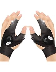 Number-one Guantes de pesca al aire libre, 2 guantes con linterna LED sin dedos, guantes de iluminación nocturna, correa mágica, índice de dedo pulgar para ciclismo, senderismo, camping, supervivencia de emergencia, 1 par