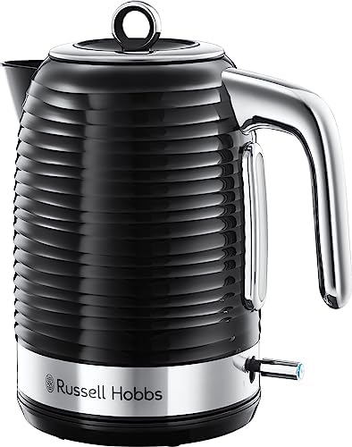 Russell Hobbs Wasserkocher [1,7l, 2400W] Inspire Schwarz mit hochwertiger Hochglanz-Struktur (Schnellkochfunktion, herausnehmbarer Kalkfilter,Wasserstandsanzeige,abnehmbarer Deckel) Teekocher 24361-70