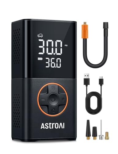 AstroAI L7 Tire Inflator Portable Air Compressor Cordless Bike Pump with Digital Dual Values Display, 150 PSI Car Tires Pump 