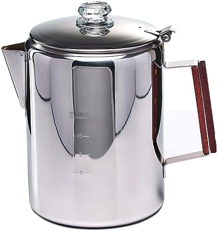 ZOWIE KING Camping-Fire Coffee Percolator Stovetop Pot- Stainless Steel Stove top Coffee Pot, Unleash Flavor in the Great Outdoors (12 Cups)