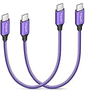 Purple Short USB C to USB C Cable [1ft, 2-Pack], etguuds 60W/3A Fast Charging Type C to Type C Ch...