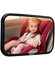 Akapola Espejo Retrovisor Coche para Ver su Bebé, Versión Actualizada 360° Rotación Gran Tamaño sin Distorción para Silla Trasera de Bebé/Asientos de Niños