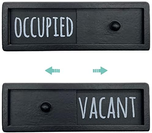 WOJOGO Vacant Occupied Privacy Sign – Privacy Door Sign for Home Office Restroom Conference Room Bathroom, Farmhouse Rustic Wood Door Indicators that Signals Vacant or Occupied Room Black