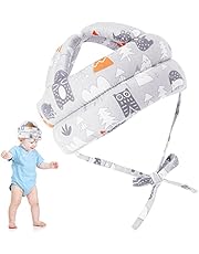 Hwtcjx Protector Cabeza Bebe, Casco Bebe, Protector de Cabeza Infantil, Hecho de Algodón Agradable para la piel, Transpirable, Ajustable, para Niños de 5 Meses a 3 Años (Gris)