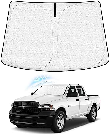 KUST Windshield Shade Custom Fit for Dodge RAM 1500 Accessories 2019-2024 2025 Sun Shade Front Windshield Sun Visor Foldable Thicker 5-Layer Block Heat and Sun UV Rays