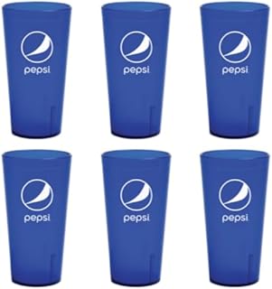 Supply Depot Compatible with Pepsi Blue Plastic Tumblers Cups 16-Ounce Restaurant Grade Cups, Set of 6