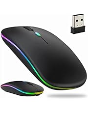 Mouse Sem Fio Recarregável com Led RGB, Design Ergonômico, Conexão Dual Bluetooth 5.0/USB 2.4GHz, DPI Ajustável, para Notebook, PC, Desktop, Laptop e TV Smart, Silencioso, Qualidade Premium (Preto)