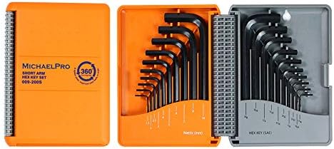 MichaelPro MP001046 Allen Wrench Set Metric and Standard - Short Arm Industrial Grade Hex Key Set with Foldable Organizer in 20 pcs/Pack