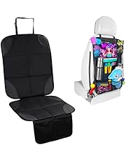 Avesteir Universal Protector Asiento Coche Silla Bebe Compatible Isofix, Impermeable Antideslizante Funda Coche Asiento con Organizador Bolsillos, Protector Seguro Respaldo para Asiento Infantil