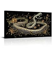 RyounoArt Skeleton Canvas Wall Art Snake Skull Printed Painting Animal Skeleton Pictures Wall Dec...