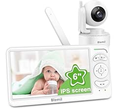 Blemil Baby Monitor avec caméra et Audio, écran IPS de 6 Pouces, sans WiFi, Batterie de 30 Heures, Eco, Vision Nocturne, Ap…