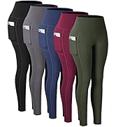 CHRLEISURE 3 Packs Leggings with Pockets for Women, High Waisted Tummy Control Workout Yoga Pants