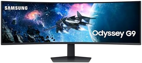 SAMSUNG 49-Inch Odyssey G9 Series DQHD 1000R Curved Gaming Monitor, 1ms(GtG), VESA DisplayHDR 1000, 240Hz, AMD FreeSync Premium Pro, Height Adjustable Stand, LS49CG954ENXZA, 2024