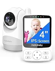 HelloBaby 4&#34; Camara Vigilancia Bebe, 29 Horas de batería Vigilabebes con Camara, Zoom Digital Doble 350°/120°,visión Nocturna infrarroja, Modo Eco (HB40)