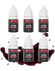 Fake Blood Washable, 6pcs Realistic Drips Sticky Fake Blood, Professional Washable Stage Blood, Fake Blood Makeup Kit for Halloween, SFX Makeup, Cosplay Party, Stage, Horror Film (6Pcs)