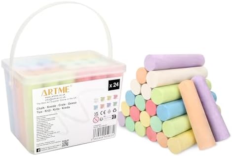 Artme Colour Chalks 24pcs in a storage box, pavement sidewalk chalks