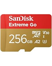 SanDisk 256Go Extreme Go Carte MicroSDXC + adaptateur SD (Pour Android Smartphone, Tablette, Action Cams, Drones, UHS-I, jusqu&#39;à 200 MB/s, 5K, 4K UHD, Rescue Pro Deluxe, V30, Class 10, U3) pour Amazon